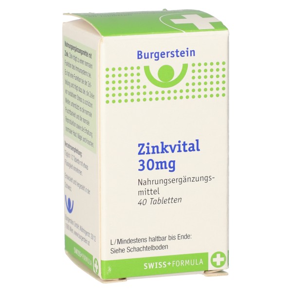 BURGERSTEIN Zinc Vital 30 mg en 40 ou 100 comprimés